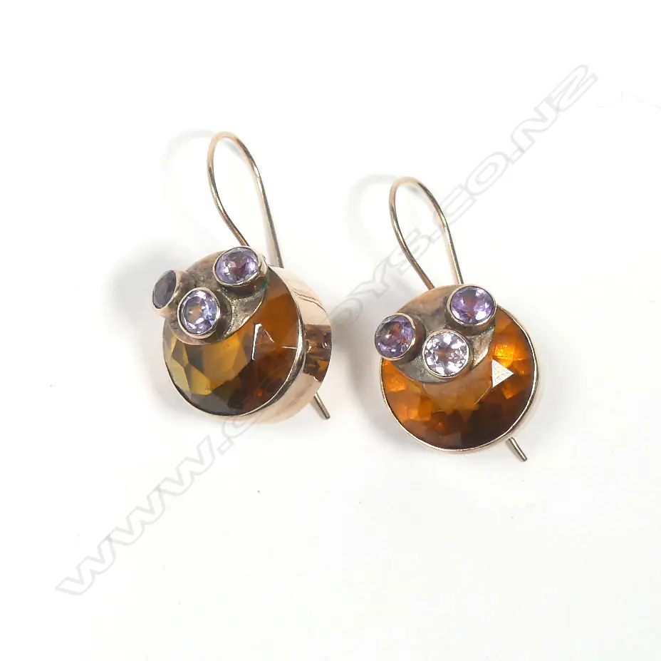 10ct ROSE GOLD & GEMSTONE EARRINGS Image 1++