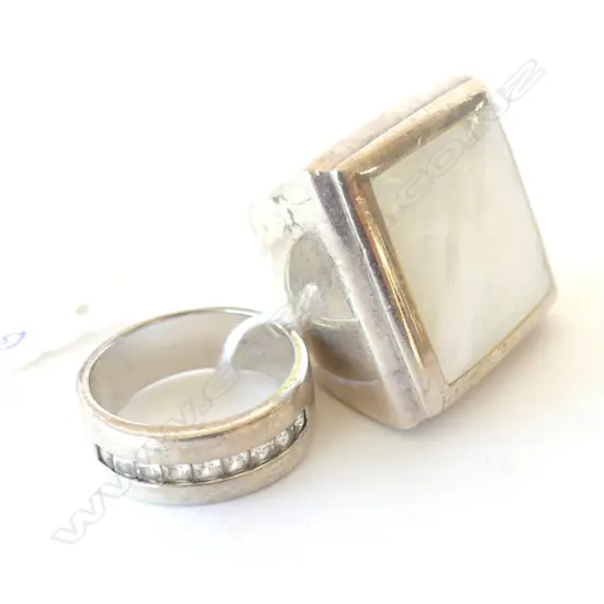 2 STG SILVER RINGS M.O.P +CZ BAND