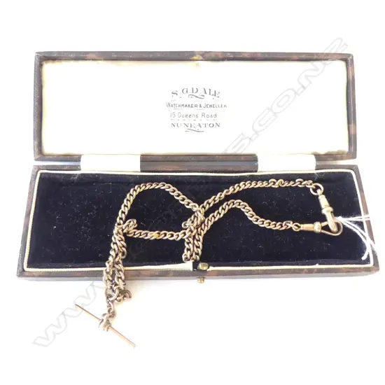 9CT ROSE G CURB LINK FOB CHAIN & T BAR 17.7GM