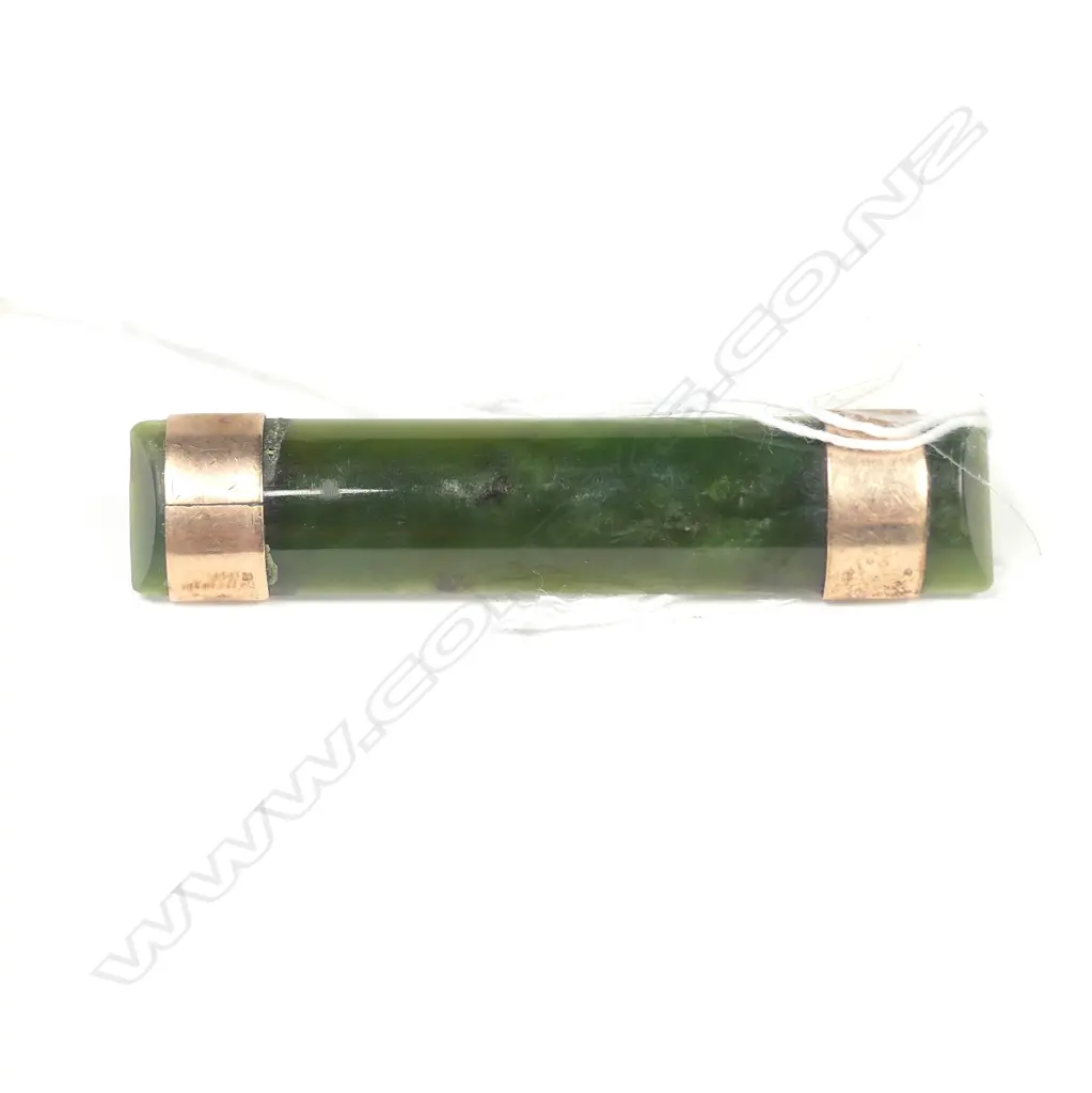 C1900 9ct & GREENSTONE BAR BROOCH Image 1++