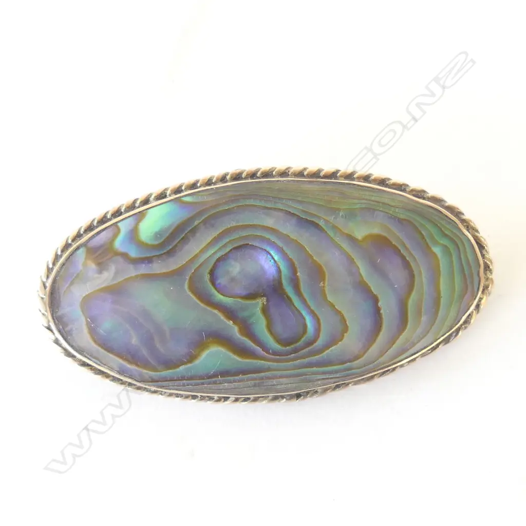 9CT ROSE GOLD PAUA BROOCH Image 1++