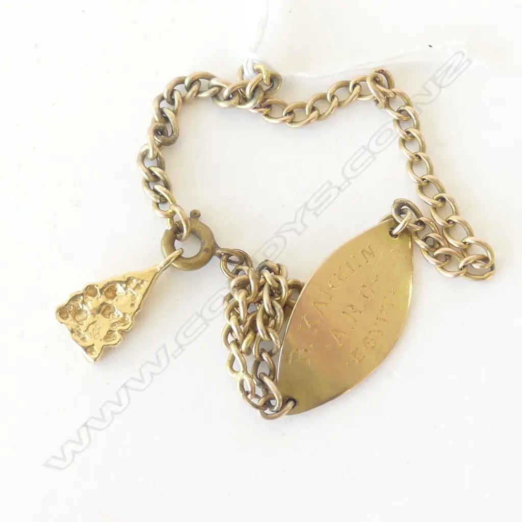 14k GOLD PENDANT 1.8gm ON UNMARKED GOLD ID BRACELET 8.2gm Image 1++