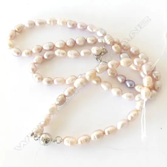 SILVER /PINK BAROQUE PEARL NECKLACE AND BRACELET