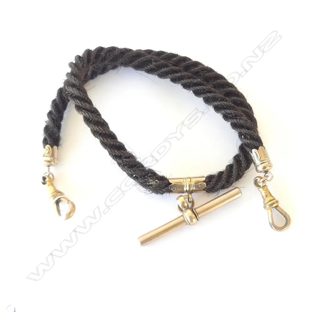 Antique plaited hair Albert chain Image 1++