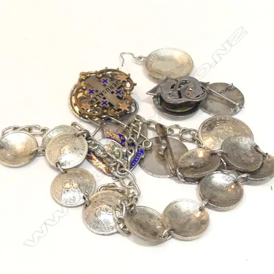 SILVER MEDALLIONS, COIN NECKLACE, ETC