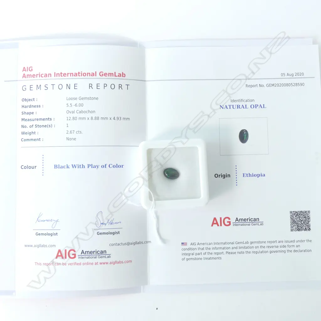 OPAL CABACHON STONE + AIG REPORT Image 1++