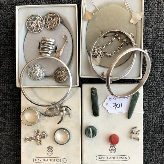 LOT ASST STERLING BANGLES / RINGS ETC