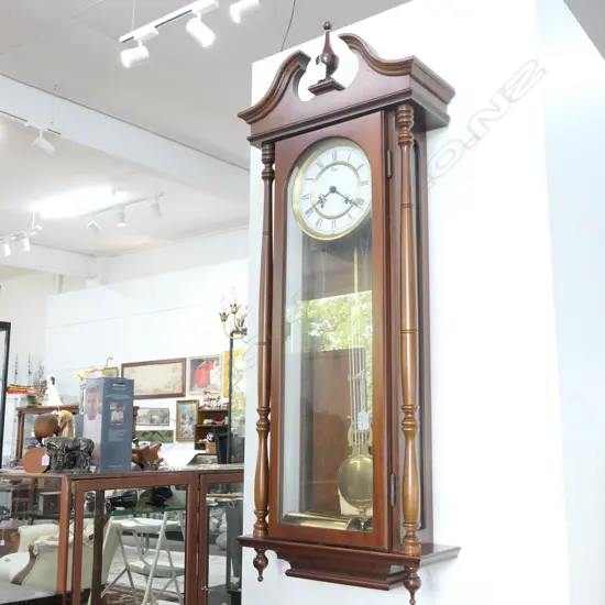 MAHOGANY FRAMED MODERN REGULATOR CLOCK