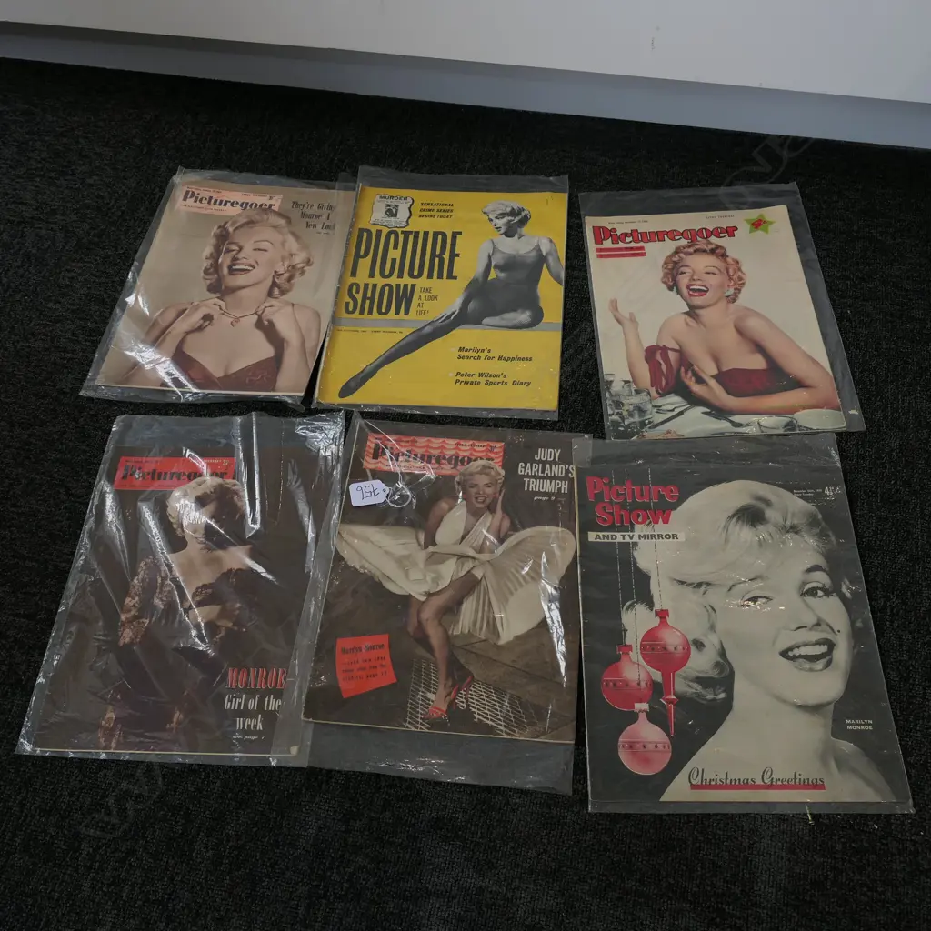 6 VINTAGE MAGAZINES WITH MARILYN MONROE COVERS Image 1++