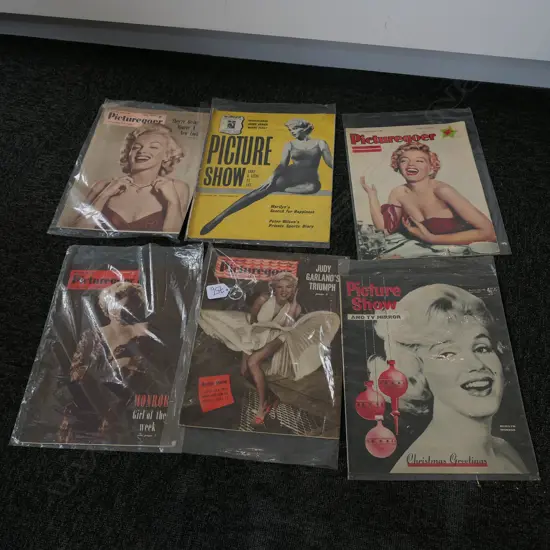 6 VINTAGE MAGAZINES WITH MARILYN MONROE COVERS