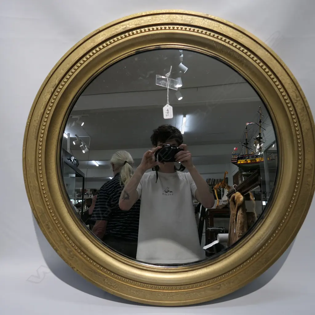 GOLD FRAMED MIRROR 750MM DIA Image 1++