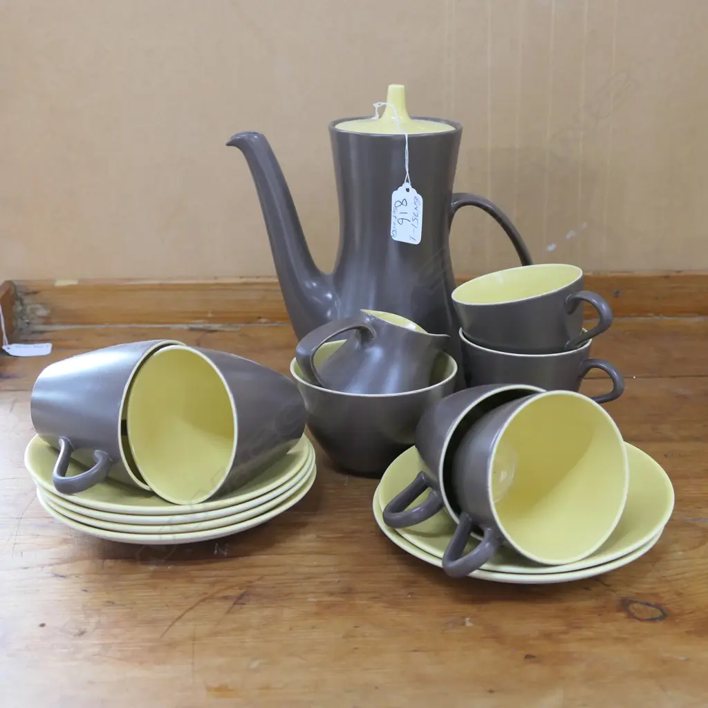 POOLE 1950'S COFFEE SET 2 TONE 15 PCE W POT Image 1++