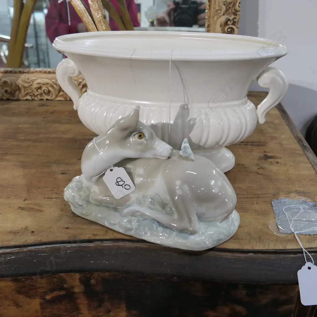 SYLVAC FLOWER TROUGH & LLADRO TYPE DEER ORNAMENT (BOTH AF) Image 1++