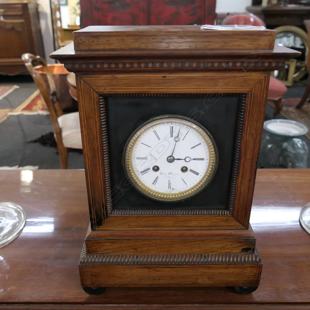 GEORGIAN ROSEWOOD MANTLE CLOCK H 370 MM Image 1++