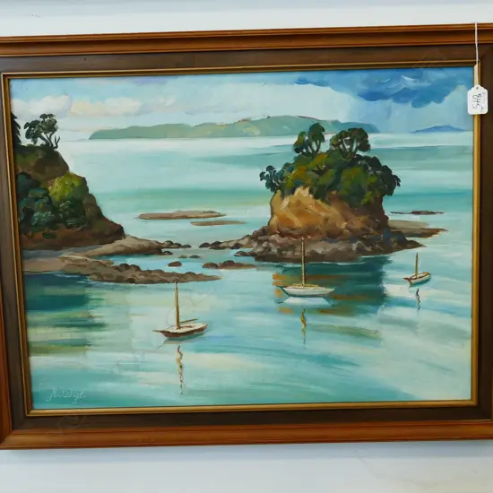 JOCELYN DYE, OIL ON BOARD, 'TORBAY', 440 x 600mm