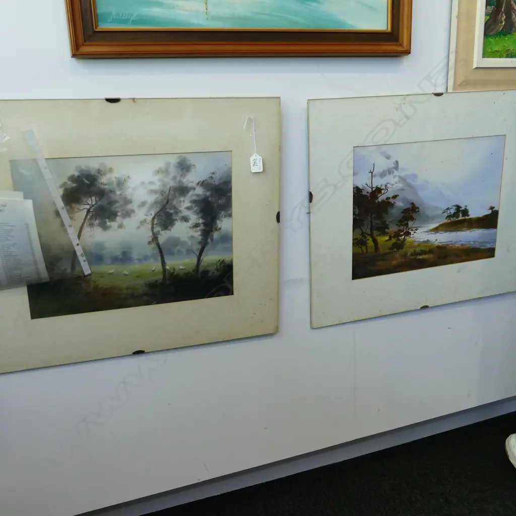 2 MARIANO ORTUZAR WATERCOLOURS 'PARADISE VALLEY' & RURAL LANDSCAPE, 300 x 410mm EACH. GLASS MOUNTED  Image 1++