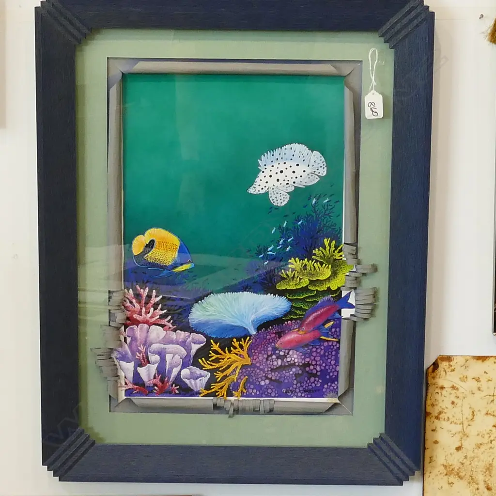 BLUE FRAMED TROPICAL REEF PICTURE Image 1++
