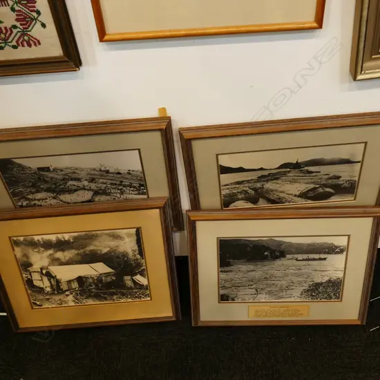 4 FRAMED LARGE FORMAT NZ PHOTOGRAPHIC PRINTS - LOGGING ETC. LARGEST 220MM X 290MM
