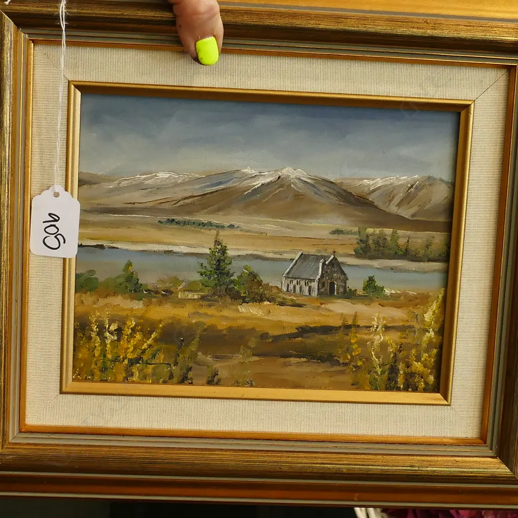 F STEEL OIL ON BOARD CHURCH OF THE GOOD SHEPARD 150 X 190 MM Image 1++