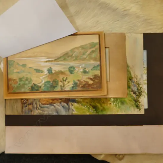 SEVEN WATERCOLOURS - MOST ANTIQUE LANDSCAPE NZ COLONIAL ETC. LARGEST 380 X 220MM. 