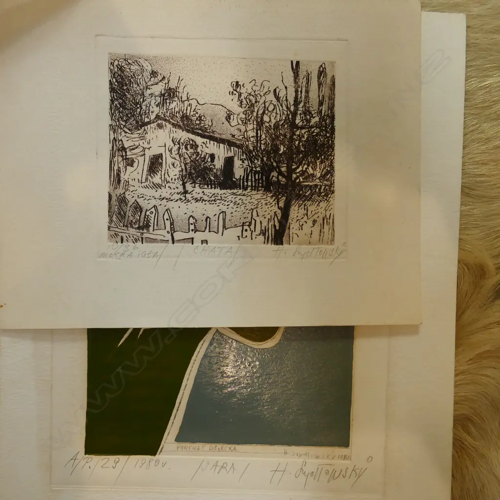 HENRYK SZYDLOWSKI LANDSCAPE ETCHING AND ANOTHER PORTRAIT. BOTH SGD DATED AND EDITIONED - 1980. UNFRAMED Image 1++