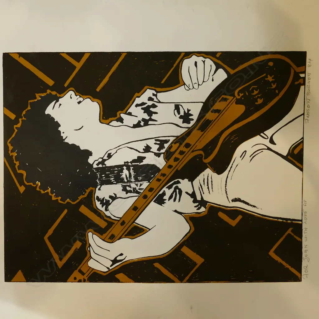 FASSETT BURNETT SCREENPRINT 'SINGER' INSCRBD 'FOR JEAN (MOLLER) WITH LOVE' SGD & DATED 1984 UNFRAMED 340 X 265MM Image 1++