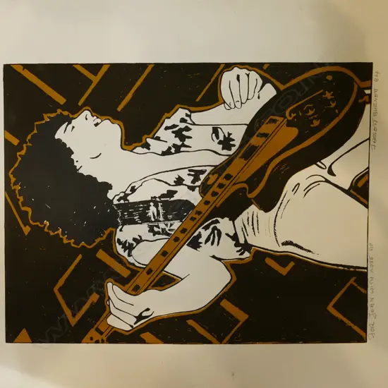 FASSETT BURNETT SCREENPRINT 'SINGER' INSCRBD 'FOR JEAN (MOLLER) WITH LOVE' SGD & DATED 1984 UNFRAMED 340 X 265MM