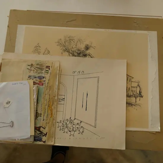 VARIOUS ORIGINAL WATERCOLOURS 'CRICKET JONES'/'WINE ROGERS' - SHONA MACFARLANE PRINT + MARIS BISHOFFS PRINTERS PROOF ETC