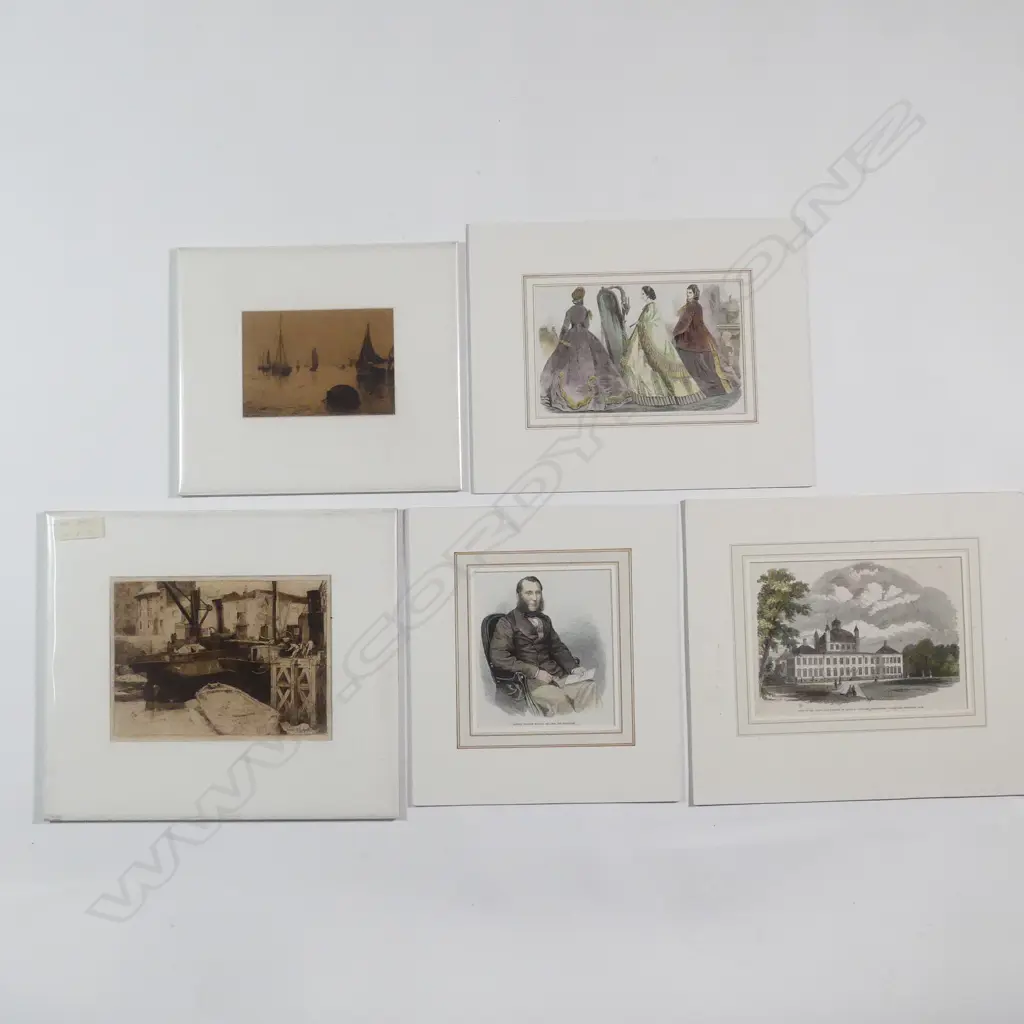 12 ASST ANTIQUE PRINTS INCL. BAXTER ETC - LARGEST 180 X 245 - VARIOUSLY MOUNTED OR UNFRAMED. Image 1++
