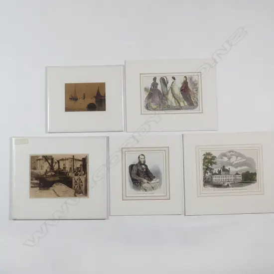 12 ASST ANTIQUE PRINTS INCL. BAXTER ETC - LARGEST 180 X 245 - VARIOUSLY MOUNTED OR UNFRAMED.