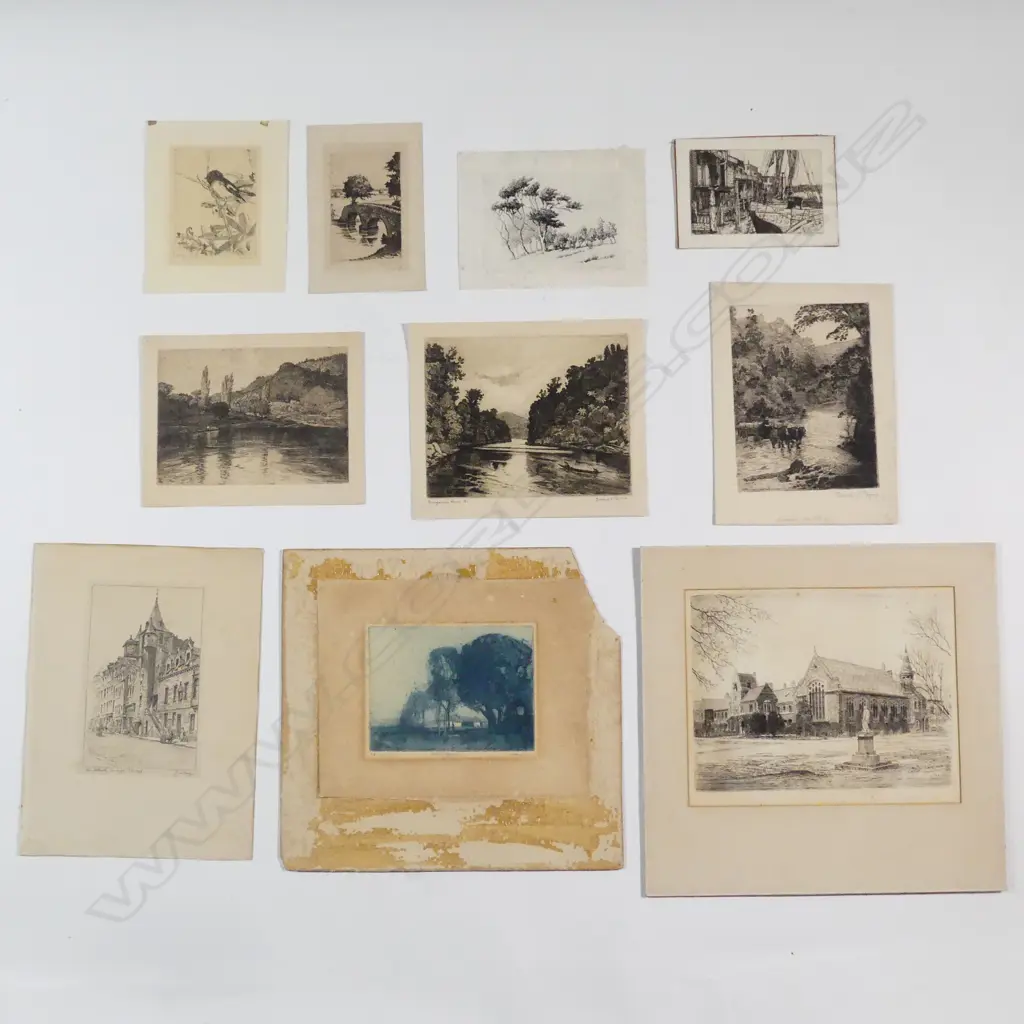 10 ASST UNFRAMED ETCHINGS / EUROPEAN LANDSCAPES - DAVID PAYNE ETC. VARIOUS SIZES/CONDITIONS Image 1++