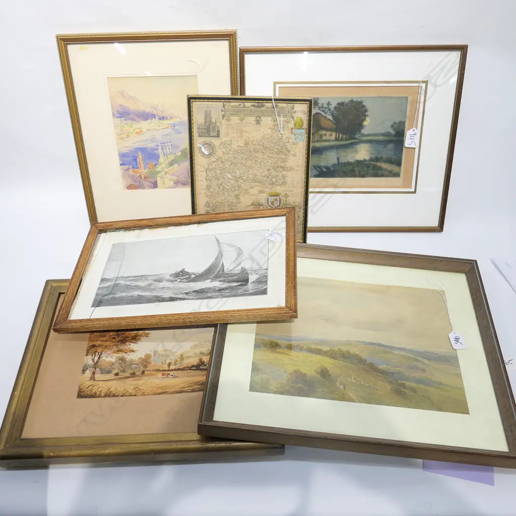 6 ASST W/COLOURS/PRINT/MAP/AQUATINT SOME 19THC  H 370 MM  Image 1++