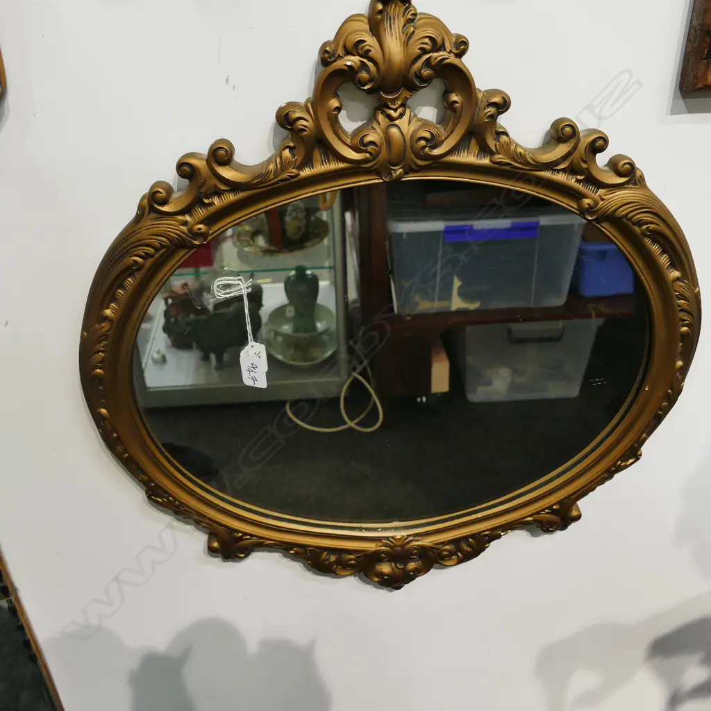 OVAL GILT FRAMED MIRROR H 620 MM Image 1++