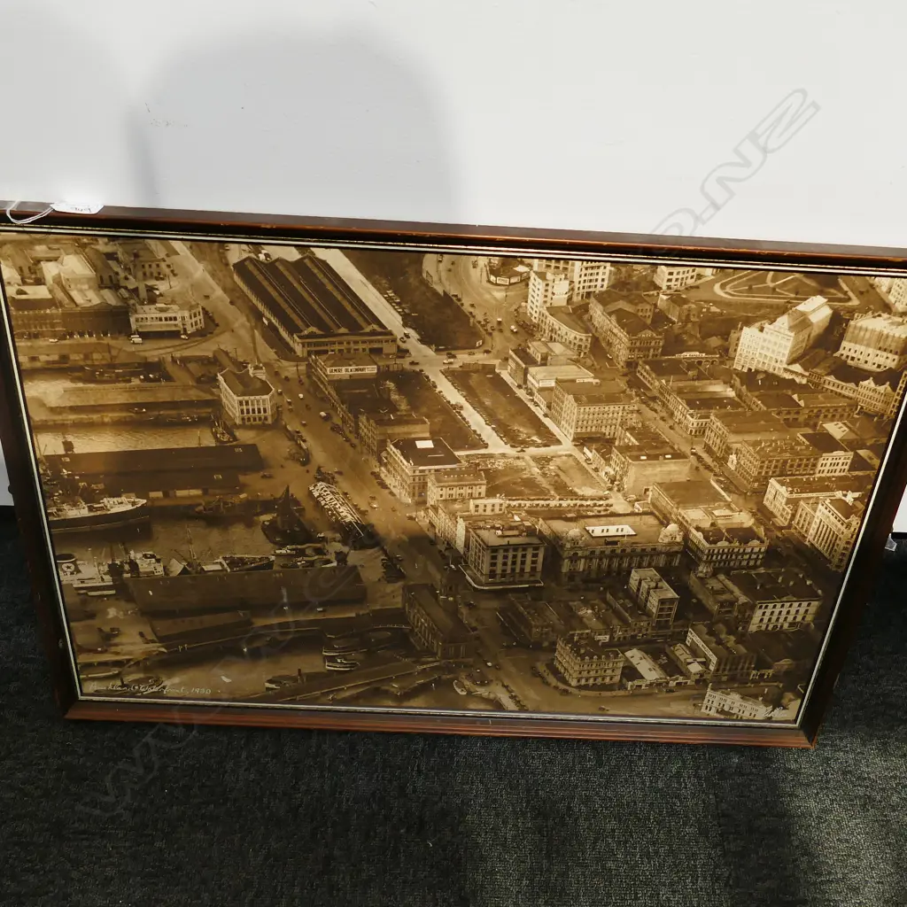 WHITES AVIATION AUCKLAND WATERFRONT SEPIA PHOTOGRAPH 490 X 740MM Image 1++