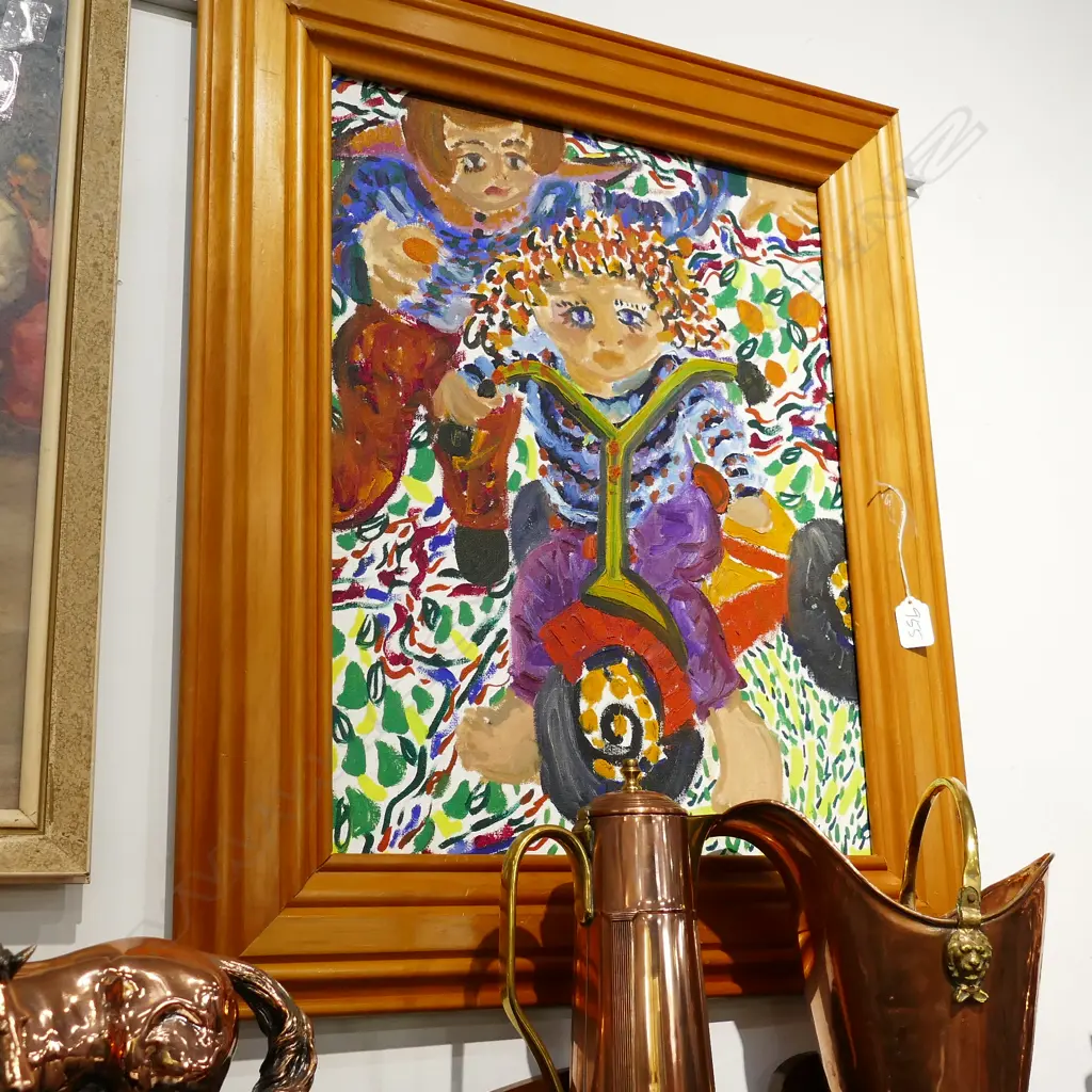 UNSIGNED OIL PAINTING MOTHER AND CHILD  Image 1++