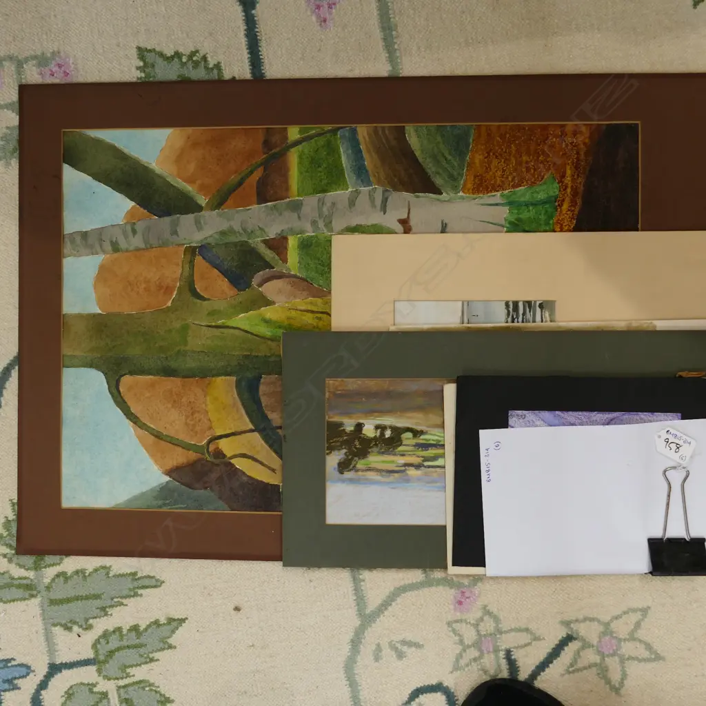 6 ASST ARTWORKS - VARIOUS SUBJECTS / MEDIUMS. LARGEST 545 X 365MM Image 1++