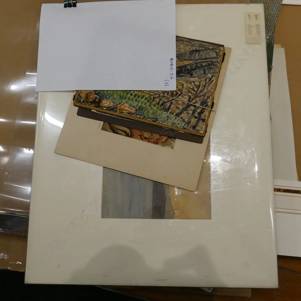 4 ASST WORKS INCL. A. C. HIPWELL ABSTRACT W/C 1960 ETC. LARGEST 150 X 240 Image 1++