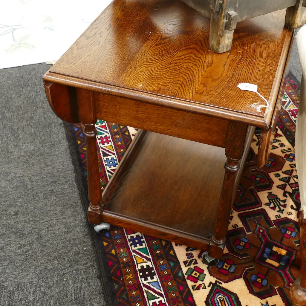 OAK DROP SIDE TEA TROLLEY Image 1++