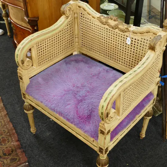 PAIR OF FRENCH STYLE PAINTED AND GILDED CHAIRS