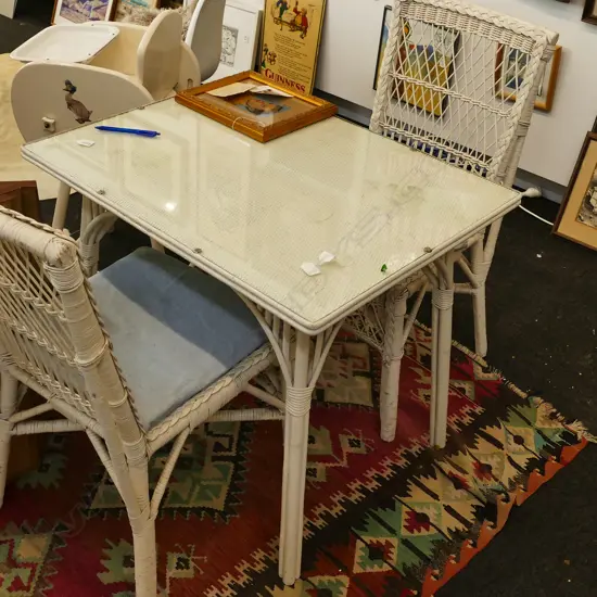 CANE TABLE + 2 CHAIRS w 1300 mm