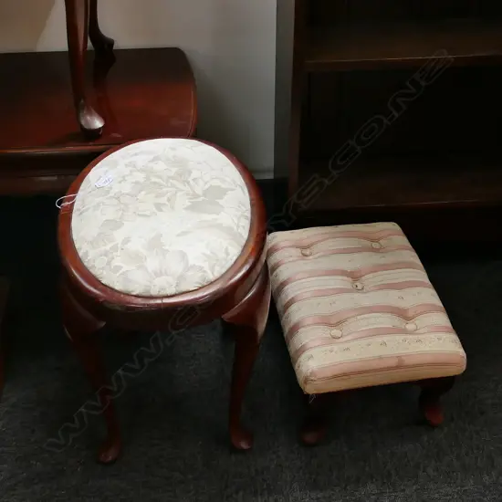2 SMALL UPHOLSTERED STOOLS A/F