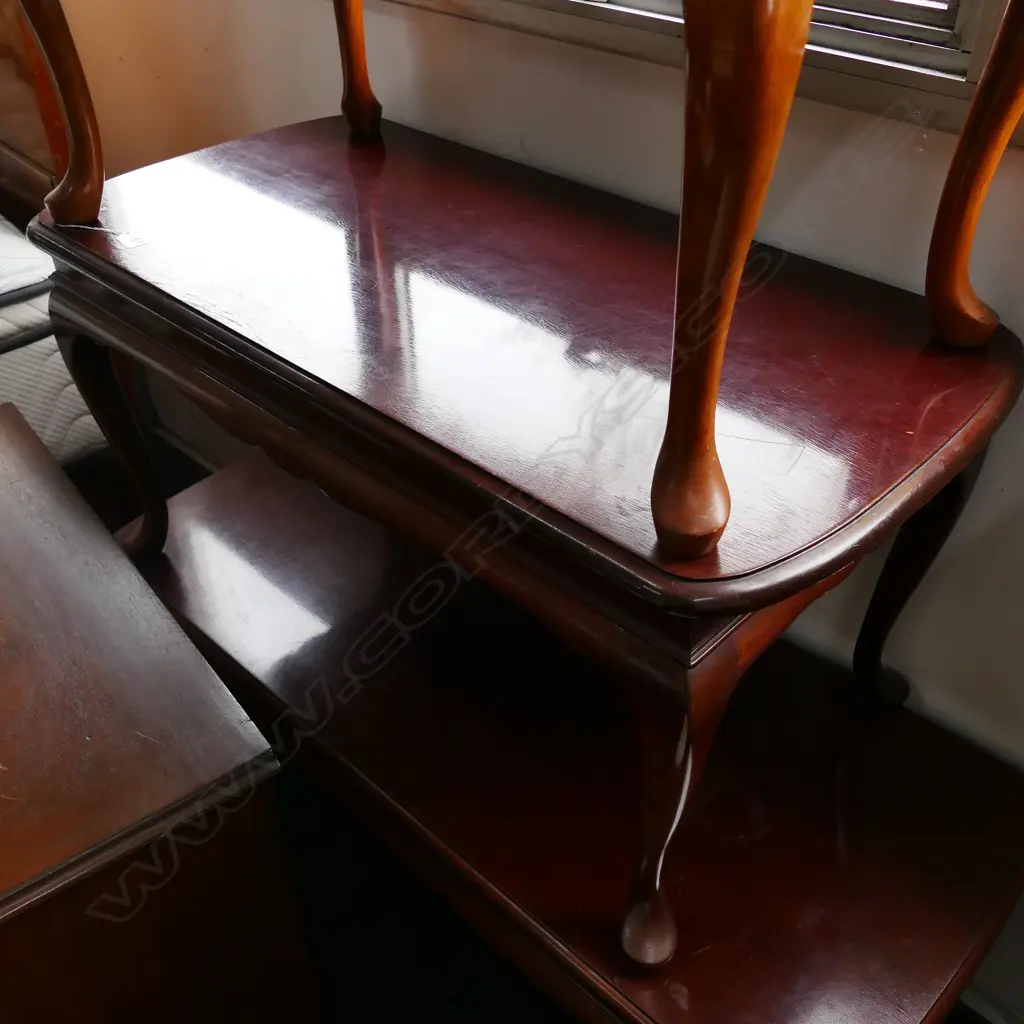 MAHOGANY COFFEE TABLE + NEST OF 2 TABLES L880 MM Image 1++