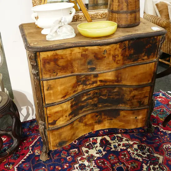 CONTINENTAL DISTRESSED LATE 19TH CENT CHEST OF DRAWERS