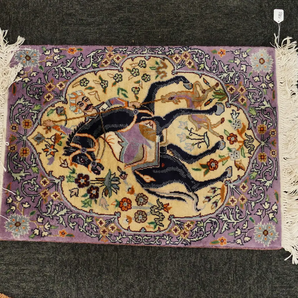 PAKISTAN HAND KNOTTED HUNTING DESIGN RUG Image 1++