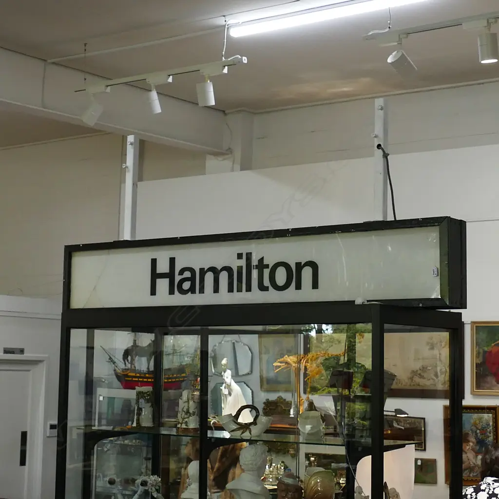 VINTAGE HAMILTON RAILWAY STATION SUSPENDED SIGN W. 1820MM Image 1++
