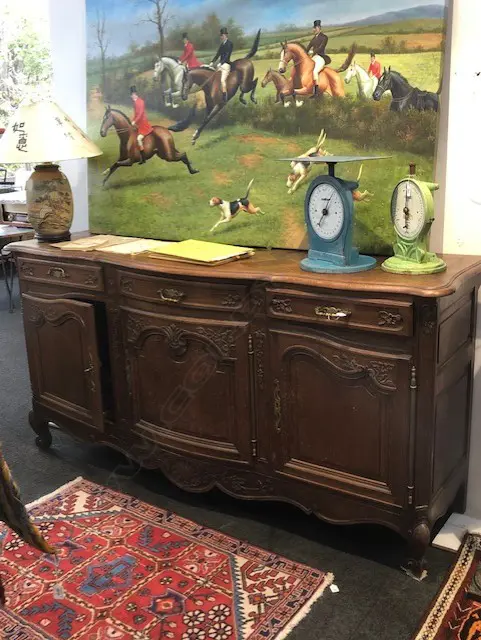LARGE FRENCH OAK SIDEBOARD PARQUETRY TOP Image 1++