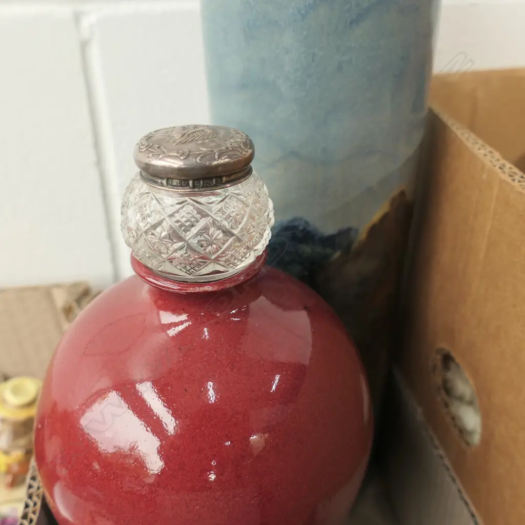 LOT ASSORTED INCL. 2 VASES & STERLING TOPPED VANITY JAR Image 1++