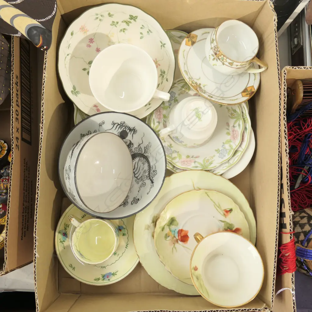BOX LOT ASST. TRIOS AND MATCHING CUPS AND SAUCERS Image 1++