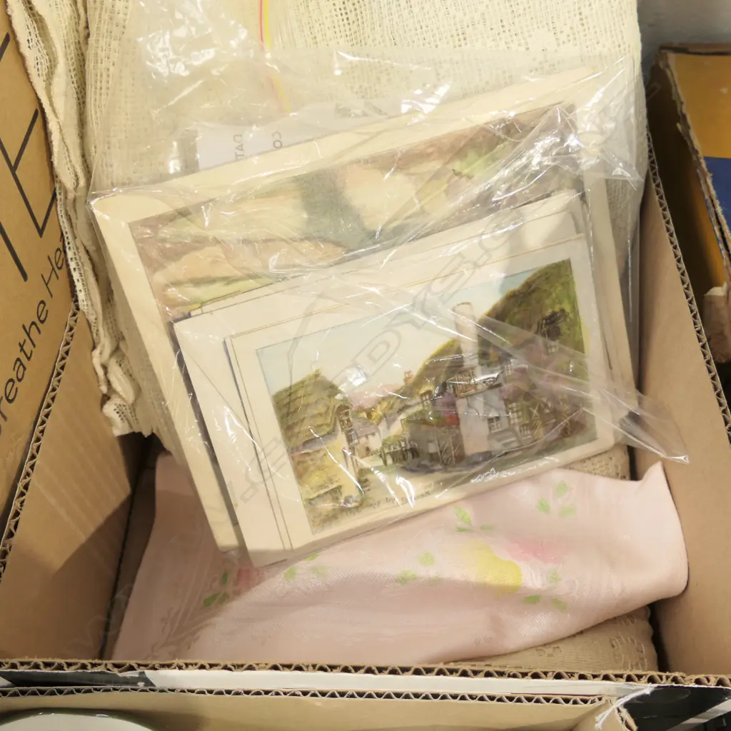 LOT OF ASSORTED FABRIC & WATERCOLOR POSTCARDS ETC Image 1++