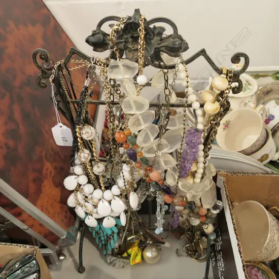 ASST. COSTUME JEWELLERY NECKLACES ON FRAME